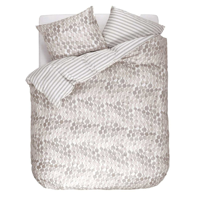 Set de lenjerie din bumbac satinat cu modele moderne, gri, 200 x 220 cm, Esprit