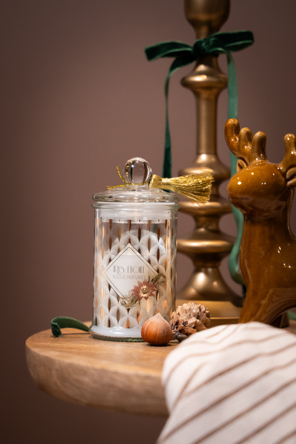 Lumanare parfumata in borcan cu franjuri, Ø 6 cm