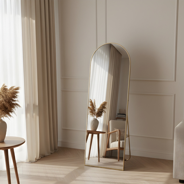 Oglindă mare de podea FRAM, 150 x 50 cm, aurie