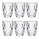 Set 6 pahare cu margine aurie, 270 ml