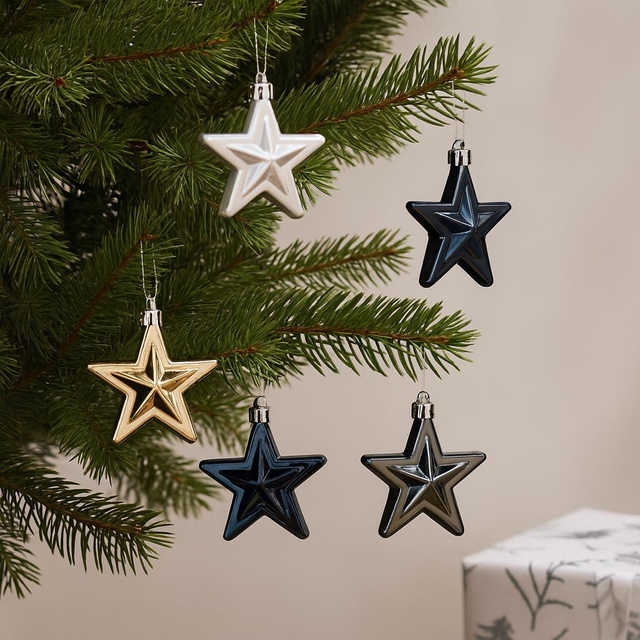 Decoratiuni de Craciun, stele din plastic, 6 buc.