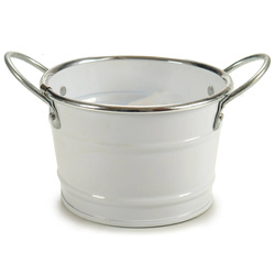 Husa ghiveci din zinc, alb, Ø 11,5 cm