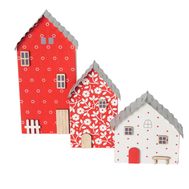 Decoratiuni pentru pervazul ferestrei Lilly, 3 case decorative, colorate