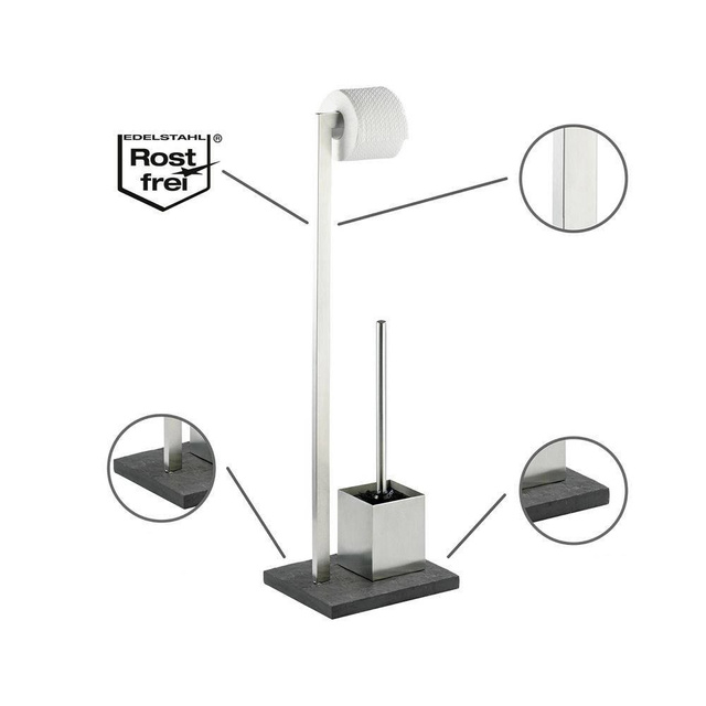 Suport pentru hârtie igienică și perie de toaletă, SLATE ROCK - 2 în 1, WENKO