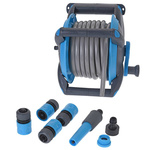 Furtun de grădină retractabil cu suport, 15 m + set de duze