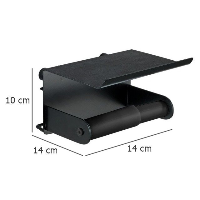 Suport hârtie igienica Classic Plus, Negru, 14x14x10 cm, WENKO