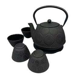 Căldare din fontă cu cești și suport KOGA, 1200 ml, negru