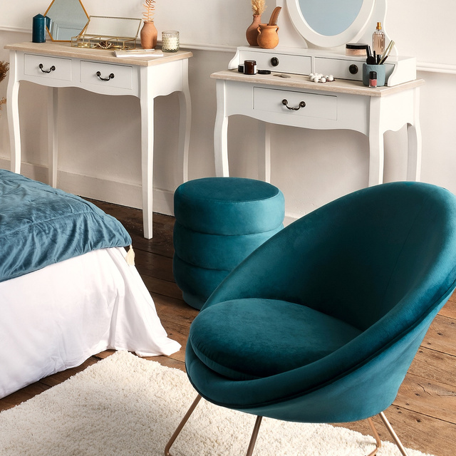 Puf de catifea SINA, Ø 40 cm, antracit