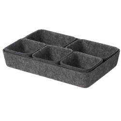 Organizer pentru sertar din fetru SMART, 7 cutii, gri închis