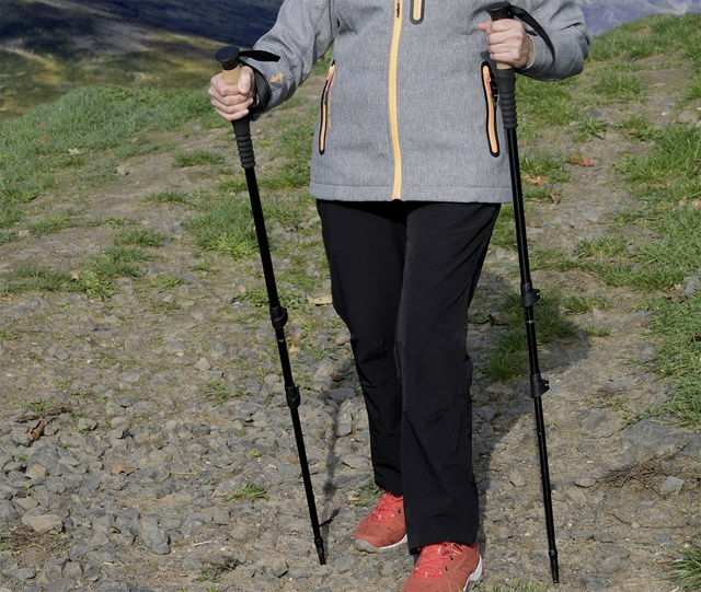 Bețe pentru trekking PREMIUM, ultra-ușoare, pliabile, 63 -135 cm