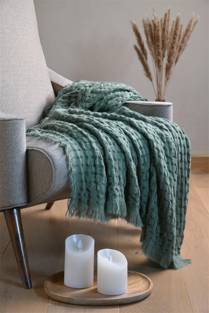 Plaid ALFIE, culoare salvie, 130 x 150 cm