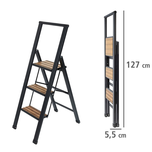 Scara pliabilă, 3 trepte, WENKO, neagră