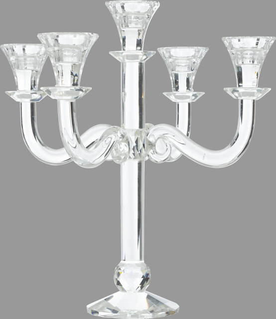 Sfesnic din sticla pentru 5 lumanari, 33 cm