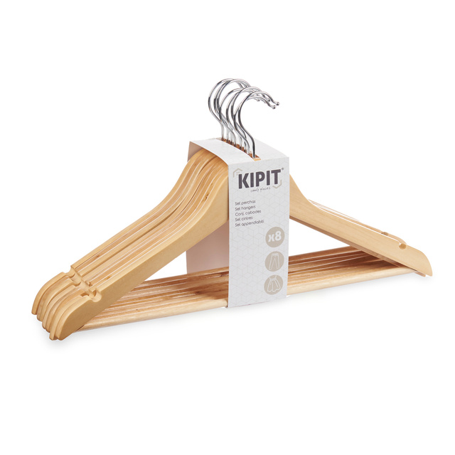 Umerașe din lemn pentru garderobă WOODEN, 8 bucăți
