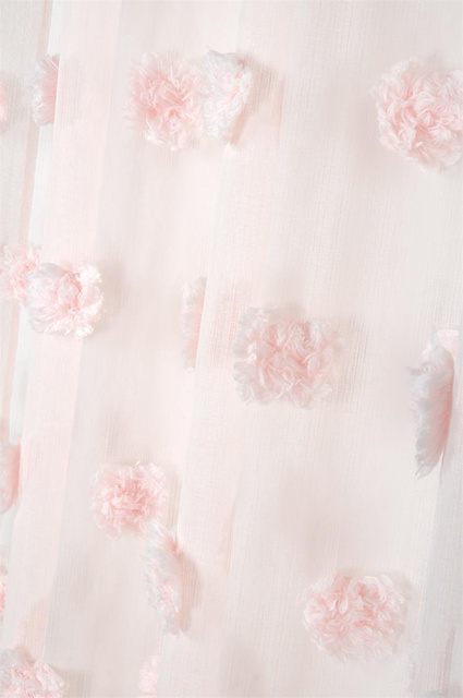 Perdea POMPINOU roz pudrat, cu pompoane, 135 x 260 cm