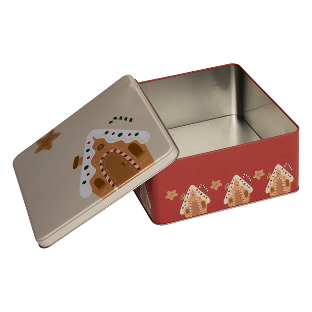 Containere metalice pentru biscuiți, 3 bucăți, roșu