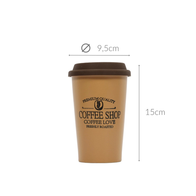 Cana de cafea pentru masina COFFEE SHOP, capac din silicon, 440 ml