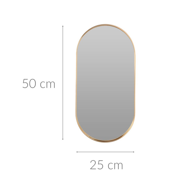Oglinda ovala in rama aurie, 50 x 25 cm