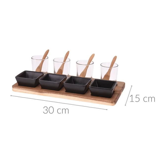 Set pentru aperitive pe tava de lemn, 30 x 15 cm