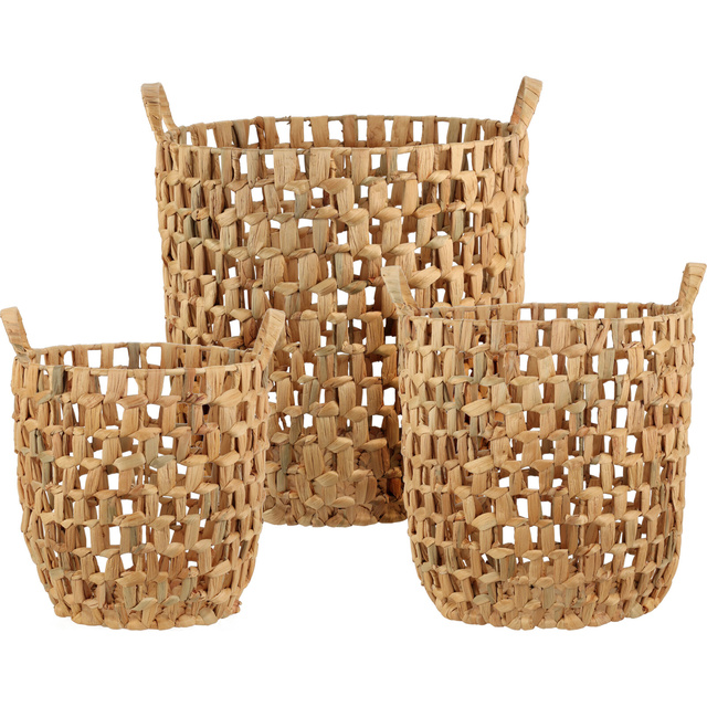 Cosuri de depozitare cu manere, impletitura din iarba de mare, dreptunghiulare, 3 bucati