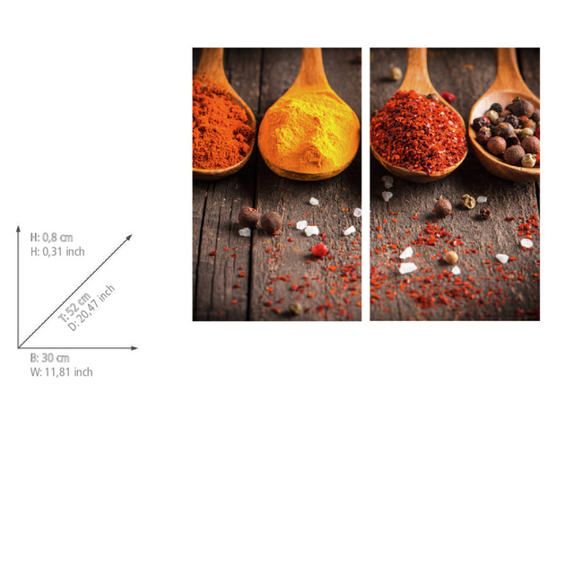 Set 2 placi protectoare pentru aragaz Curry, Sticla, 52x30 cm, ALLSTAR