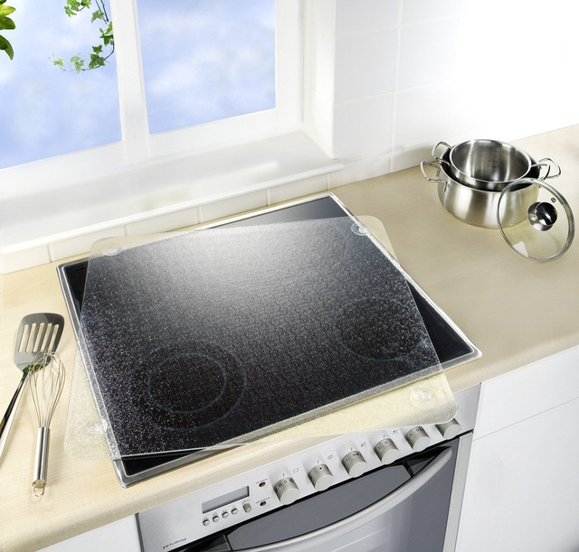 Placă de protecție din sticlă, tocător universal – 3 în 1, WENKO, transparent