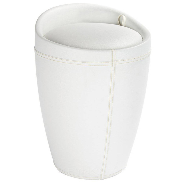 Pufă CANDY cu spațiu de depozitare - coș de rufe, 2 în 1, WENKO, alb