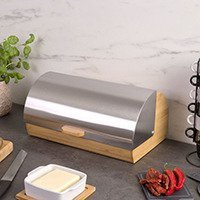 Coș de pâine din bambus cu capac metalic, ZELLER