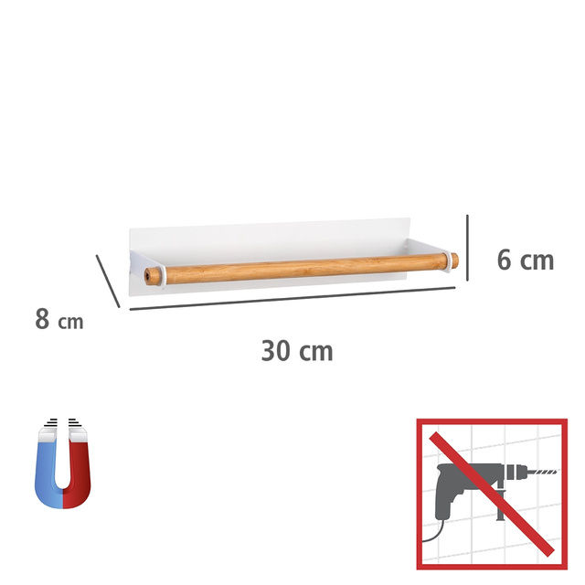 Suport magnetic pentru prosop de hartie MAGNA, bambus, 30 cm, WENKO