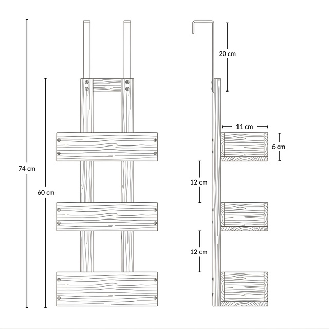 Umeraș de baie din bambus pentru ușă RANT, 74 cm