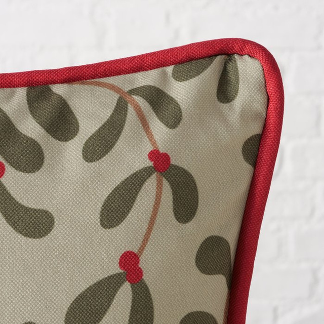 Pernă decorativă cu dantelă și model de vâsc MISTLETOE, 45 x 45 cm