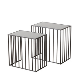 Set 2 masute  de cafea  metalice Joris,  blat oglinda