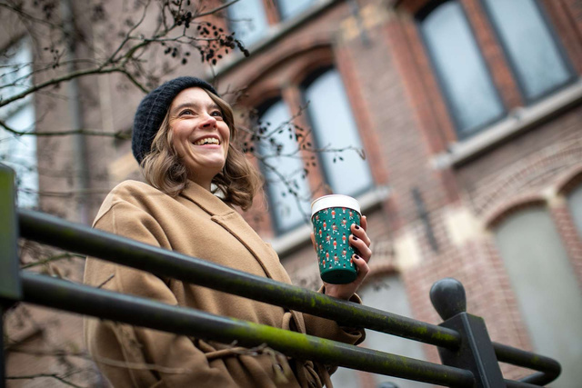 Cana termica ISO TO GO, 400 ml, model geometric, KOZIOL