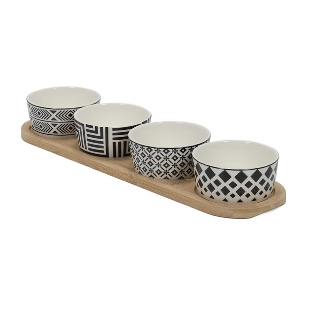 Set de servire gustări, 4 boluri, porțelan