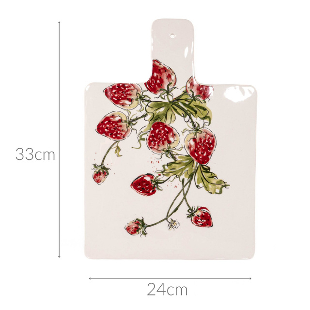 Placa de servire si taiere Strawberry, model cu capsuni, 34 x 24 cm