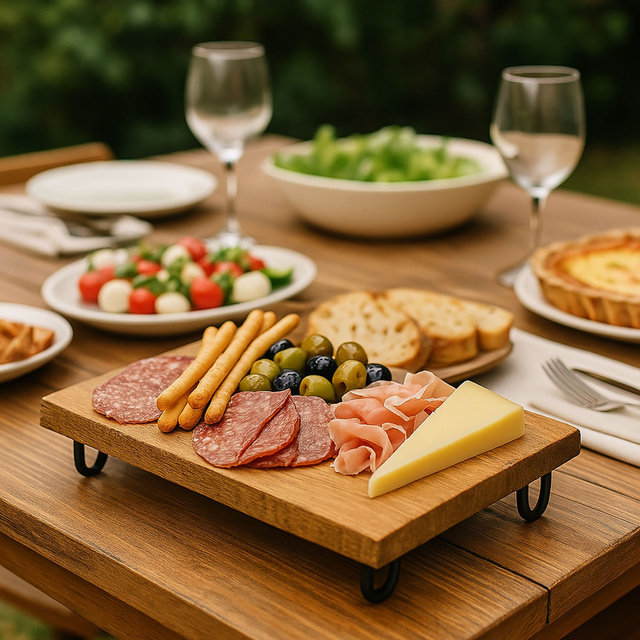 Duża deska do serwowania z drewna mango, taca na nóżkach doskonała na duży i mały poczęstunek