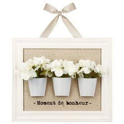 Decor de perete, 3 ghivece de flori, 38 x 32 cm, alb