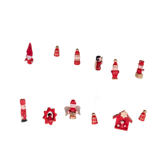 Set de jucării din lemn pentru brad, 12 buc.
