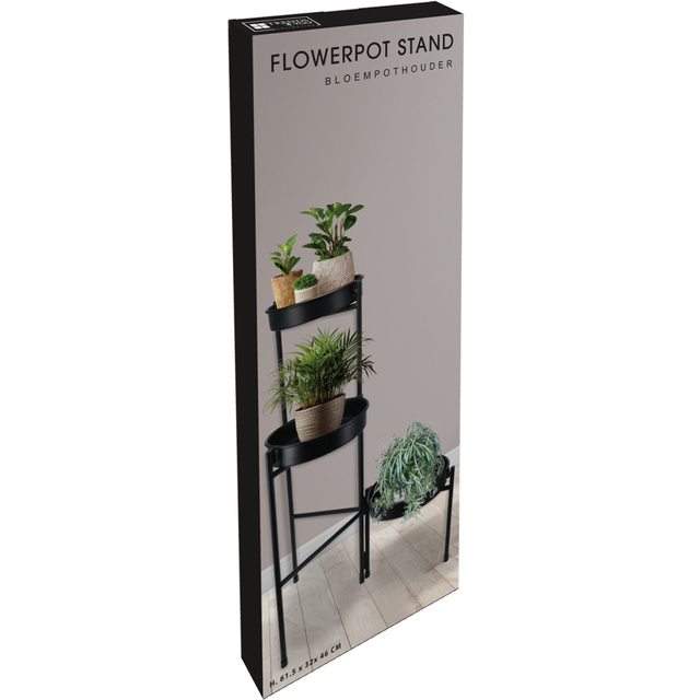 Suport de flori loft negru pentru 3 ghivece BOGI, 61,5 cm