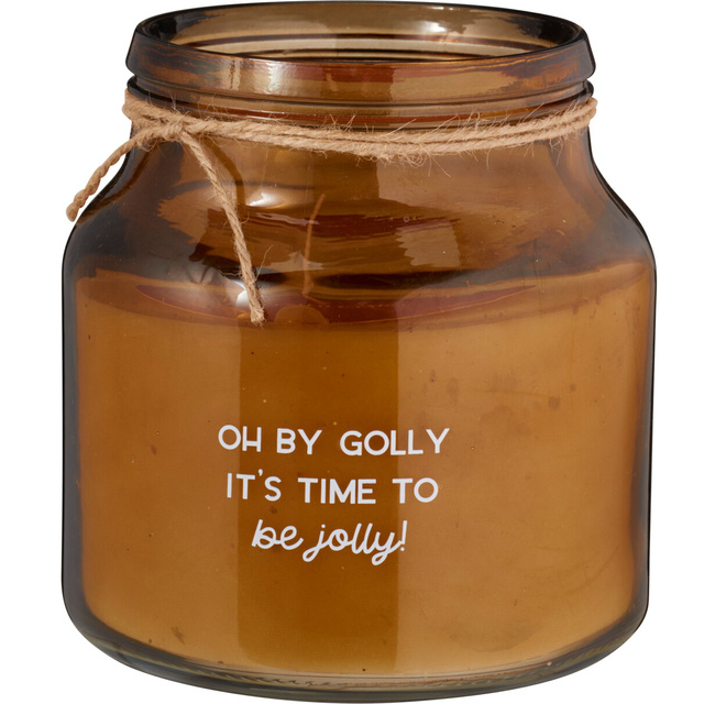 Candelă în borcan de sticlă cu imprimeu festiv, Ø 16 cm, portocalie