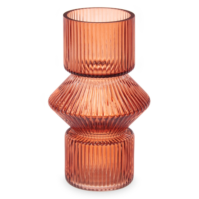 Vaza din sticla, canelata, 9,5 x 16,5 cm