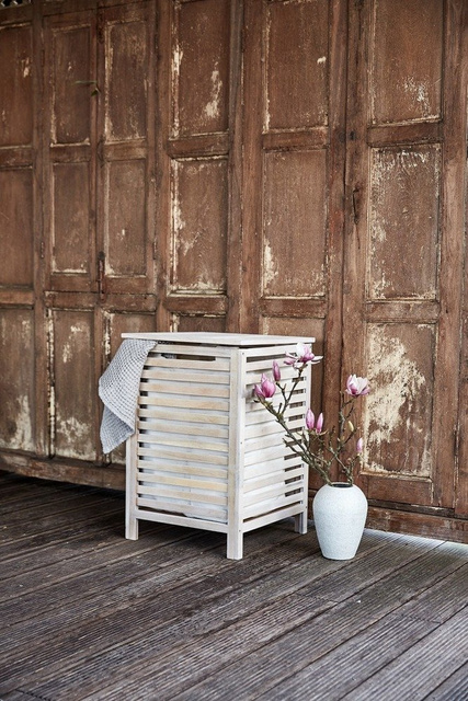 Cos de rufe, Wenko Norway, Lemn, 65 L, Alb