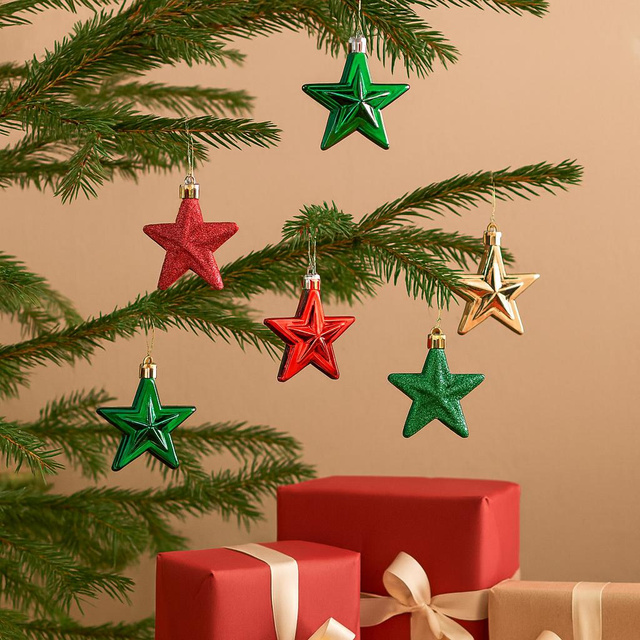 Decoratiuni de Craciun, stele din plastic, 6 buc.
