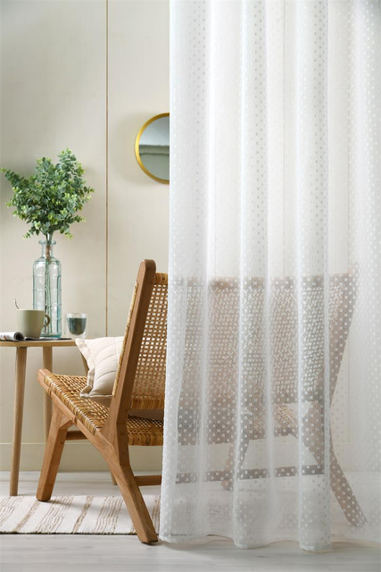 Cortină albă, transparentă, 135 x 260 cm