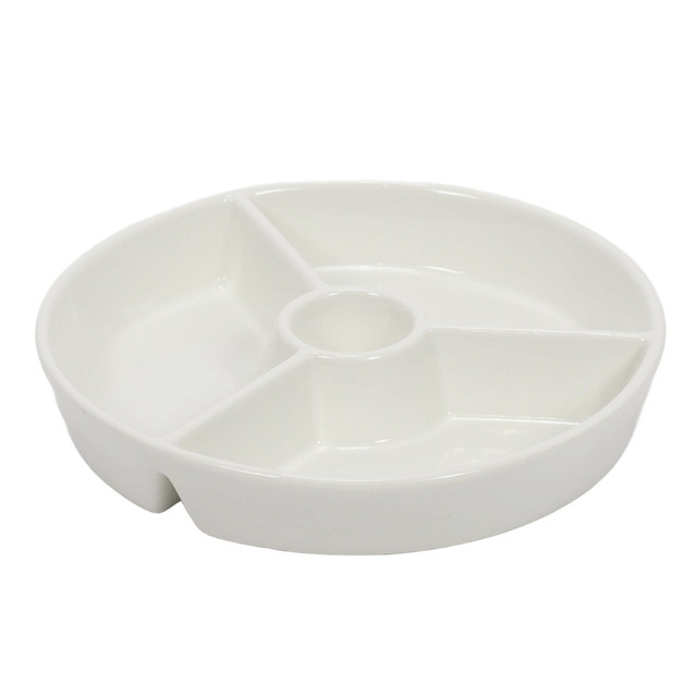 Platou rotund pentru aperitive cu compartimente și loc pentru sos, Ø 19,5 cm