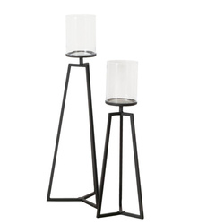 Suporturi de lumanari din sticla pe cadru metalic Cosa, 75-95 cm