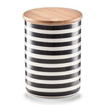 Recipient ceramic STRIPES cu capac din bambus, 580 ml, ZELLER