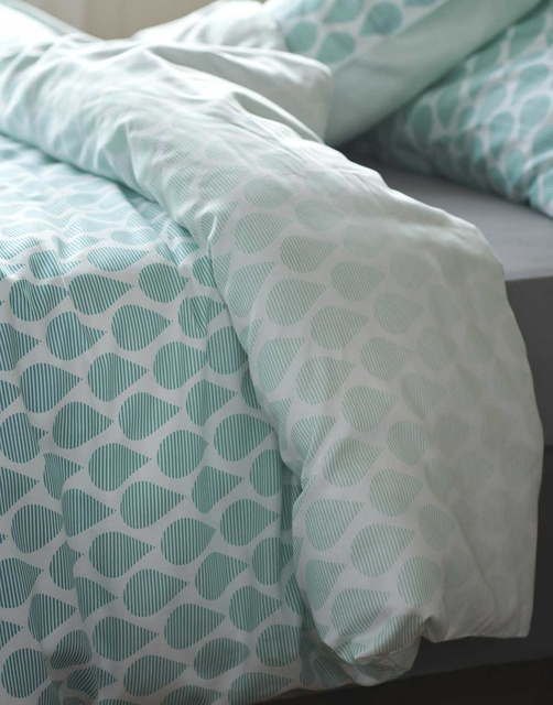 Lenjerie decorativă din satin de bumbac cu modele în culoarea turcoaz, 140 x 220 cm, Esprit,