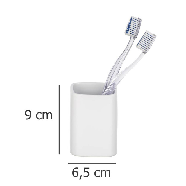 Recipient pentru periuțe de dinți și pastă, cupă elegantă din ceramică HEXA - WENKO