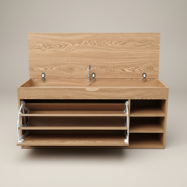 Dulap pentru pantofi cu loc de șezut și rafturi retractabile GRADIA, 100 x 34 x 50 cm